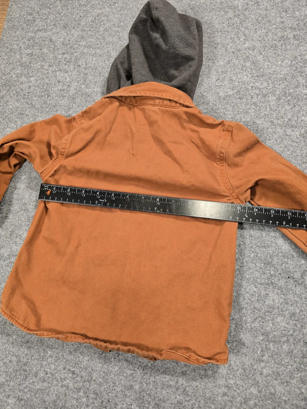 Old Navy Orange Button-Down Shirt with Gray Hood - Kids